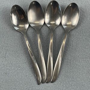 Onieda Community Twin Star Stainless Steele Teaspoons Set of 4 Atomic Starburst
